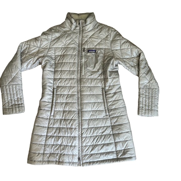 Patagonia Radalie Parka Jacket Coat Women's Large Silver - Picture 1 of 10